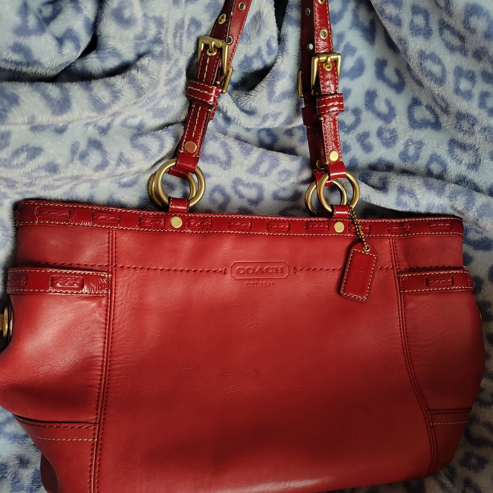 Coach Cherry Red Leather Shoulder Bag